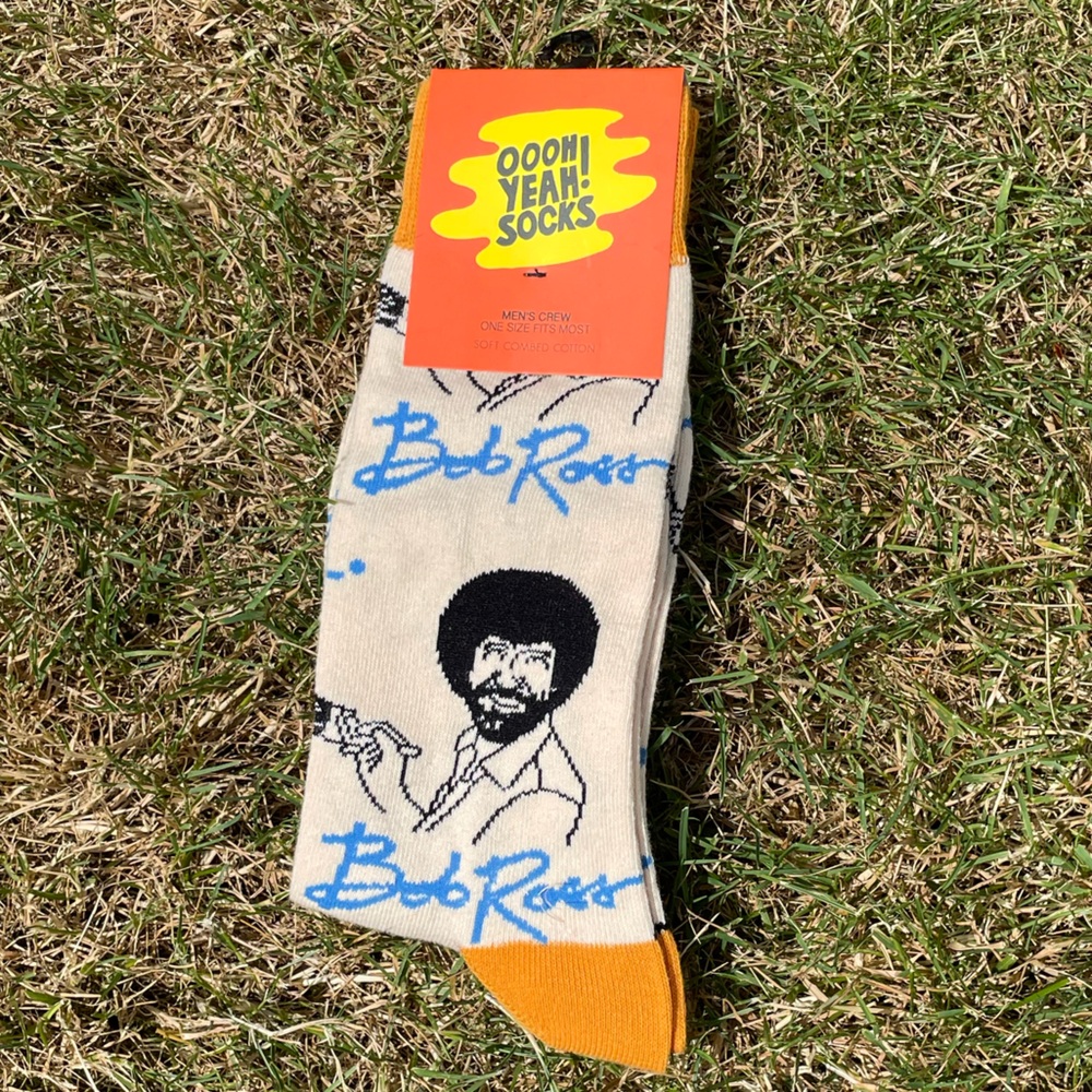 Bob Ross novelty socks